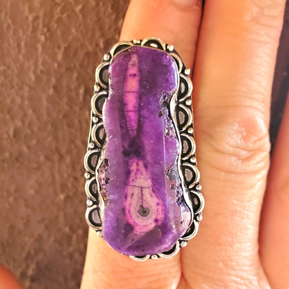 New Unique Purple Solar Quartz 925 Silver Ring. - Picture 2 of 16